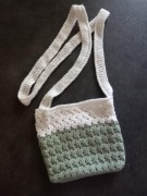 Torebka szydełkowana biało-zielona