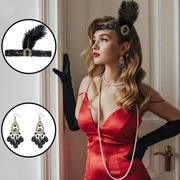 Zestaw akcesoriów Gatsby charleston z lat 20s opaska z piór bizuteria
