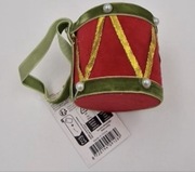 Świąteczna ozdoba choinkowa bębenek z wstążką i perełkami