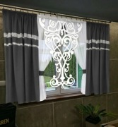 Firanka , zasłony , panel ażurowy biało szary komplet 