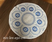 Obrusy haftowane ręcznie, haft kurpiowski, okrągły Ø 50 cm, len