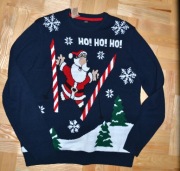 37* F&F Świąteczny sweter Mikołaj   świeci lampki XL
