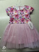 Sukienka kwiatowy wzór z tiulowym dołem 