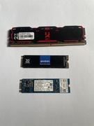 Pamięć RAM GOODRAM DDR4 4GB, GOODRAM SSD M.2 512GB, Intel SSD 16 GB