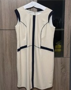 Sukienka kremowa z czarnymi akcentami