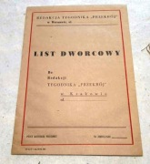 Przekrój Tygodnik, List Dworcowy, Pilny materiał prasowy, Kraków, PRL