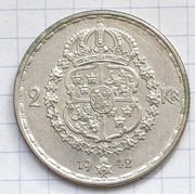 #2910 Szwecja 2 korony 1942  srebro piękna rzadka!