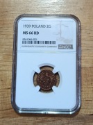 II RP 2 gr grosze 1939 NGC MS 66 RD