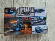 Kalendarz trójdzielny na ścianę z autobusami