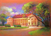 PEJZAŻ - KIKÓŁ pałac - 35x50cm pastel olejny