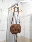 klasyczna torba torebka z eko skóry ekologicznej brązowa jasna kremowa cie