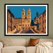 Włochy - Rzym - Schody Hiszpańskie - art deco - plakat 60x40cm