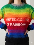 Benetton tęczowy sweterek moher wełna M