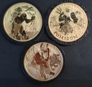 Trzy monety Bogowie Olimpu srebro 3 x 1oz 2021 24k