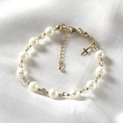 Różaniec bransoletka perły kryształy Swarovskiego