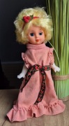 Lalka plastikowa PRL 35 cm zamykane oczy buciki sukienka vintage retro