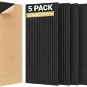 Zestaw 5x Panel Akustyczny Samoprzylepnych 120x60x0,9 cm 3D Czarne