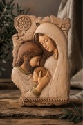 Ręcznie rzeźbiona Święta Rodzina w drewnie lipowym 45 x 25 x 3 cm