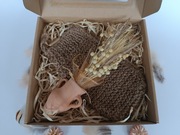 Rękawica ze sznurka konopnego z bukietem z suszu - zestaw prezentowy