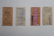 4 różne zagraniczne bilety kolejowe-lata 1960/70. Zestaw