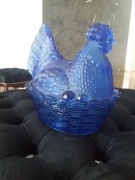 szklana duża niebieska kura HS Ząbkowice