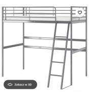 IKEA SVARTA rama łóżka na antresoli 90 x 200 z BIURKIEM