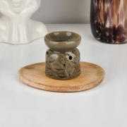 Ceramiczny Kominek Zapachowy | Brąz | Motyw liści