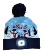 Czapka dziecięca z lampką na czole Tedi na baterie ciepła z pomponem