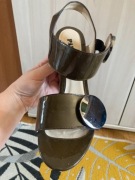 Piękne ciemnozielone oliwkowe buty na obcasie sandały Pabia 39