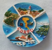 Ceramiczny magnes na lodówkę Corfu - Grecja - pięć widoków