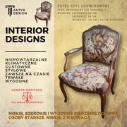 Fotel dębowy antyczny, "Ludwik XV - rokoko" - stan oryginalny.