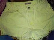 Denim Co: neonowe zielone jeansowe krótkie spodenki 42 