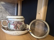 Orientalny zestaw do herbaty 5 el. filiżanka sitko łyżeczka porcelana