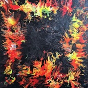 Ręcznie malowany obraz na płótnie pouring - ogień