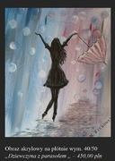 Dziewczyna z parasolem  obraz malowany akrylami 