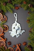 zawieszka na choinkę, makrama, podłużna 1, mała