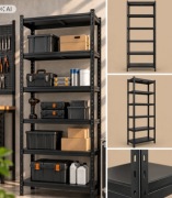 REGAŁ MAGAZYNOWY 200 CM CZARNY METALOWY GARAŻOWY 6 POZIOMÓW PŁYTA MDF