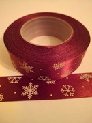Wstążka tasiemka świąteczna bordowa szer.25 mm; dł.22 m