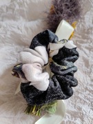 Frotki, scrunchie, DYI, ręcznie szyte CIEMNA ZIELEŃ