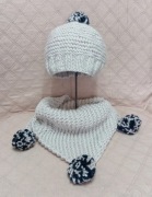 Komplet - chusta i czapka, robione na drutach