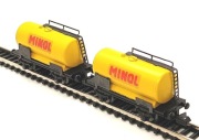 5/4127-016 Vintage PIKO 2szt. Wagon cysterna "MINOL" DR Skala N 1:160 