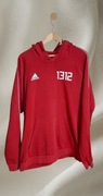 Czerwona bluza z kapturem Adidas r. XL – bawełna, stan idealny