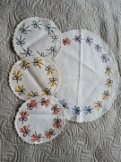 Vintage zestaw serwetki podkladki haft płótno lniane pamiątki PRL retro 