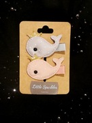 Spinki do włosow Wielorybki w złotych koronach 