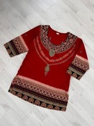 bluzka czerwona wzory tunika L 40