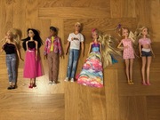 Lalki Barbie , Ken - 7 sztuk + ubranka