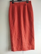 Ruda ceglasta wełniana spódnica midi ołówkowa vintage Admont M 38 