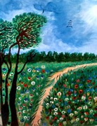 Obraz "Polną drogą" 50x60 akryl na płótnie