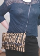 Karen Millen skórzana torebka crossbody skóra naturalna zebra panterka