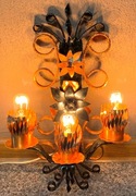 Unikatowa kuta lampa ścienna z miedzianymi elementami - RĘKODZIEŁO !